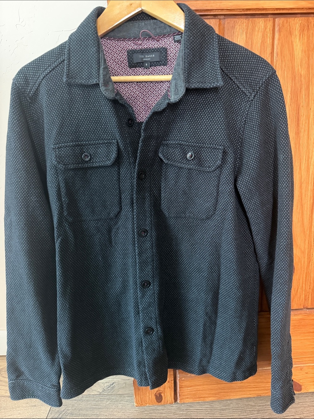 Ted Baker London textured black Men’s Button-Down Shirt - Size 5 medium